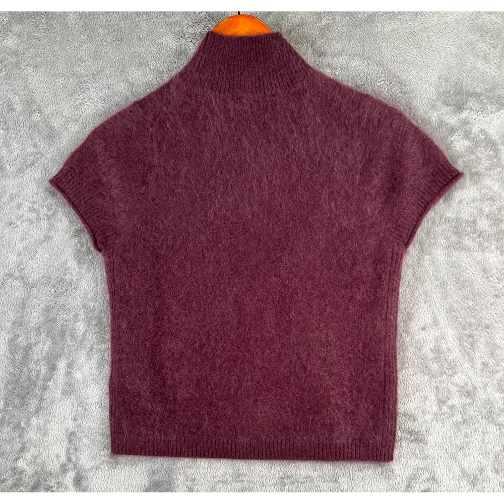 ME+EM 100% Cashmere Jumper Sweater XS Burgundy Mock Neck Pullover - Picture 3 of 9
